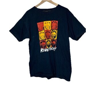 Spitfire Shirt Men Large Black Flame Revolution Graphic Skateboarding Skater Tee